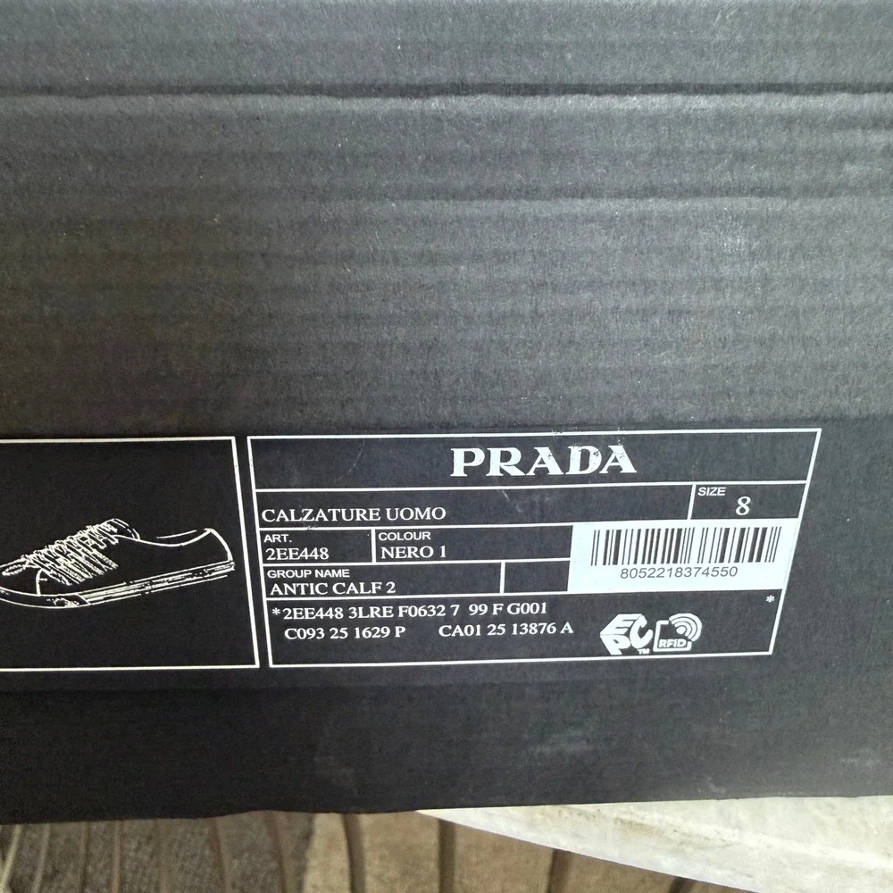 Prada 2EE448 Age Effect Men's Black Nappa Leather Sneakers Shoes, Size UK 8 - Picture 14 of 16